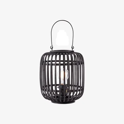 Perch and Parrow Meike Dark Bamboo Table Lamp in Matt Black