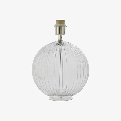 Perch and Parrow Jemima Clear Ribbed Glass Table Lamp Base in Satin Nickel