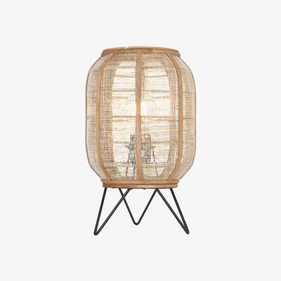 Perch and Parrow Zuni Natural Bamboo Table Lamp in Matt Black