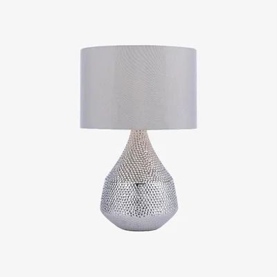 Pagazzi Julietta Silver Ceramic Touch Lamp with Taupe Shade