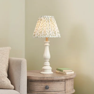 Pagazzi Myrtle Almond White Table Lamp with Green Leaf Shade