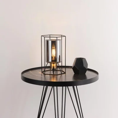 Pagazzi Sabrina Black and Smoked Glass Table Lamp