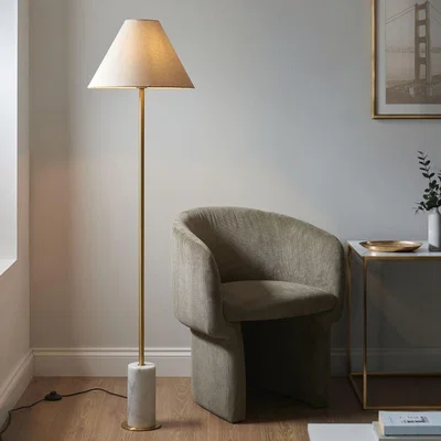 Pagazzi Bertoia Brass & Marble Floor Lamp