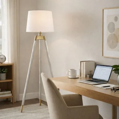 Pagazzi Sophie White and Antique Tripod Floor Lamp