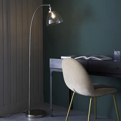Pagazzi Hansen Polished Nickel & Glass Task Floor Lamp