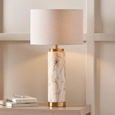 Pagazzi Carrara Marble Effect Tall Ceramic Table Lamp