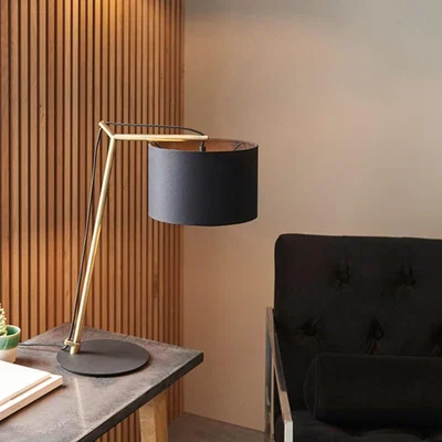 Pagazzi Zaira Brass and Black Desk Table Lamp
