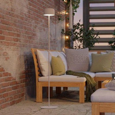 Pagazzi Roccanova White Solar LED Rechargeable Touch Floor Lamp