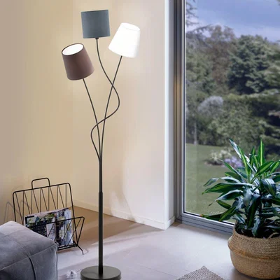 Pagazzi Maronda 3 Light Anthracite, White, Brown Floor Lamp