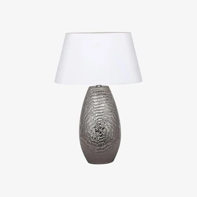 Pagazzi Caitlin Silver Oval Ceramic Table Lamp With White Shade