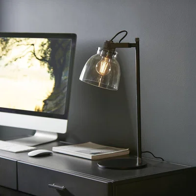 Pagazzi Urban Matte Black & Glass Desk Table Lamp