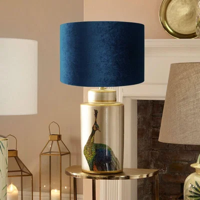 Pagazzi Avas Blue and Silver Peacock Ceramic Table Lamp