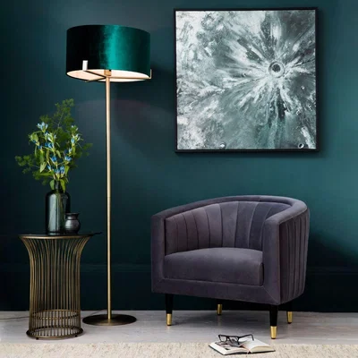 Pagazzi Hayfield Antique Brass & Green Velvet Floor Lamp