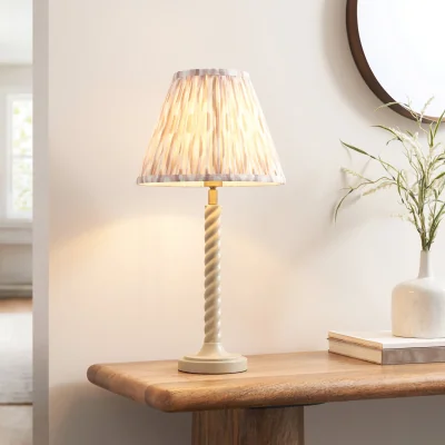 Pagazzi Twist Almond White Table Lamp with Neutral Ikat Shade