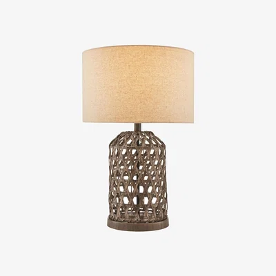 Pagazzi Beaton Rattan Table Lamp with Natural Cylinder Shade