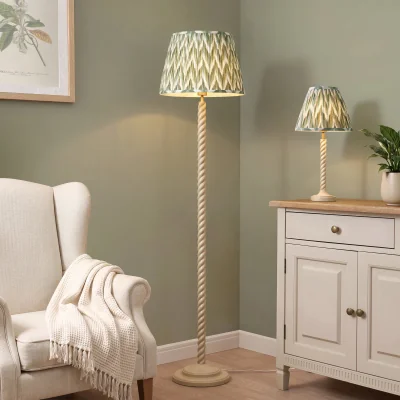 Pagazzi Twist Almond White Floor Lamp with Green Zigzag Shade