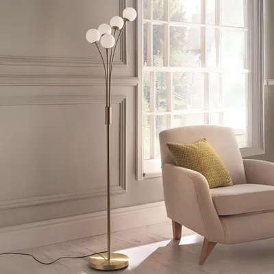 Pagazzi Jackson 5 Light Gold & Frosted Glass Floor Lamp
