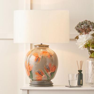 Pagazzi Jenny Worrall Bird of Paradise Taupe Table Lamp with White Shade