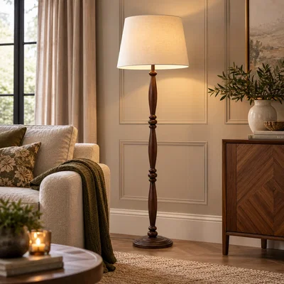 Pagazzi Hayward Dark Wood Effect Traditional Floor Lamp