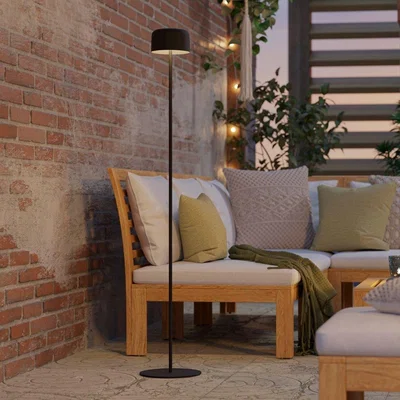 Pagazzi Roccanova Black Solar LED Rechargeable Touch Floor Lamp