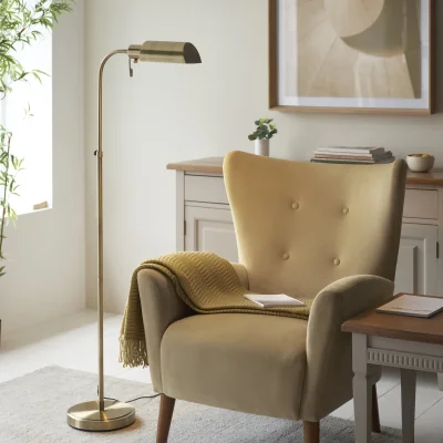 Pagazzi Pharmacy Reader Floor Lamp Antique Brass