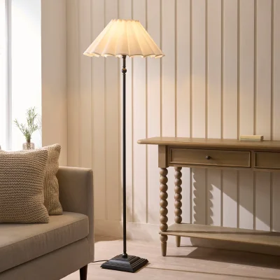 Pagazzi Sylvie Matt Black & White Cotton Floor Lamp