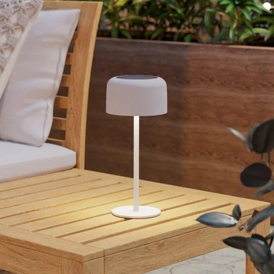 Pagazzi Roccanova White Solar LED Rechargeable Touch Table Lamp