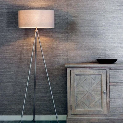 Pagazzi Tri Matte Nickel Tripod Floor Lamp with Grey Shade