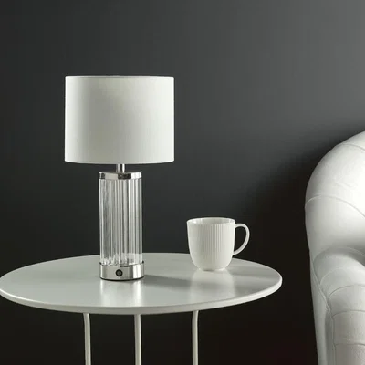 Pagazzi Enrico Polished Nickel and Glass Rechargeable Touch Table Lamp