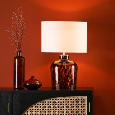 Pagazzi Leandra Dual Light Tortoiseshell Glass Table Lamp