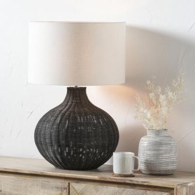 Pagazzi Allona Black Rattan Round Table Lamp