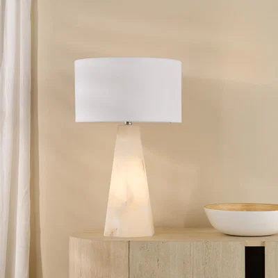 Pagazzi Paget White Alabaster Dual Lit Table Lamp