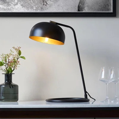 Pagazzi Brair Black and Antique Brass Desk Table Lamp