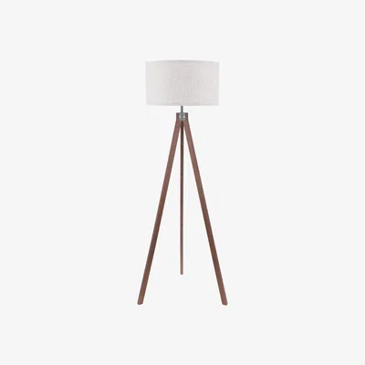 Pagazzi Armitage Dark Wood Tripod Floor Lamp with Grey Linen Shade