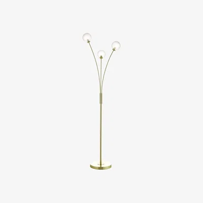 Pagazzi Avari Ice Crystal and Satin Brass 152cm 3 Light Floor Lamp