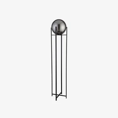 Pagazzi Matt Black Smoked Glass 159cm Floor Lamp
