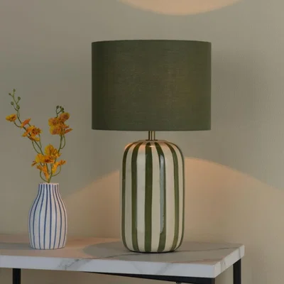 Pagazzi Zella Green Striped Table Lamp