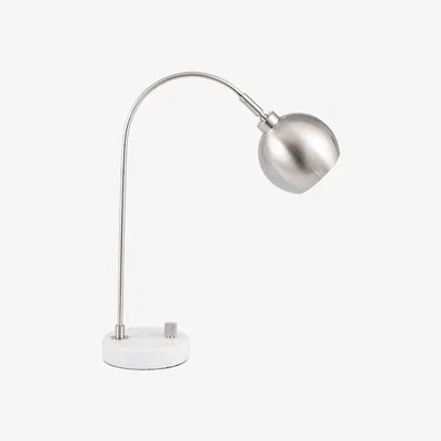Pagazzi Feliciani Brushed Silver & Marble Desk Table Lamp