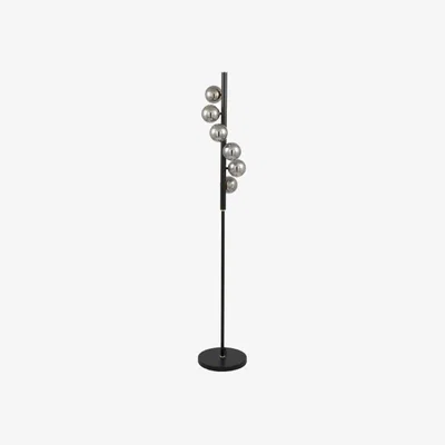 Pagazzi Blair Smoked Glass & Black Floor Lamp