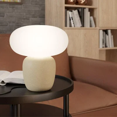 Pagazzi Cahuama Brown Ceramic Table Lamp with White Glass Shade