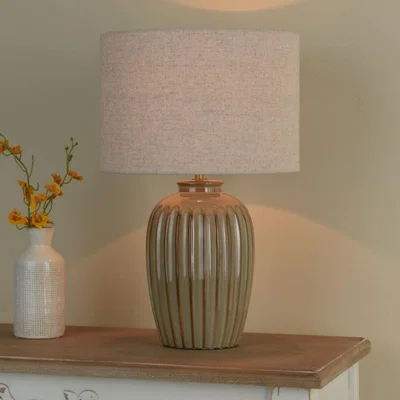 Pagazzi Zinnia Brown Ribbed Table Lamp