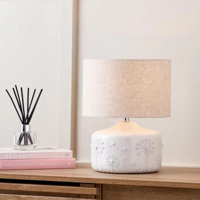 Pagazzi Flora Small White Floral Ceramic Table Lamp