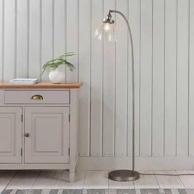 Pagazzi Hansen Brushed Silver and Glass Task Floor Lamp