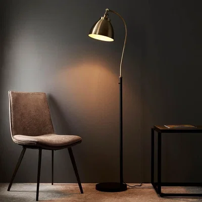 Pagazzi Franklin Black & Antique Brass Task Floor Lamp