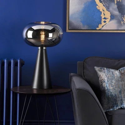 Pagazzi Jensen Black & Smoked Glass Table Lamp