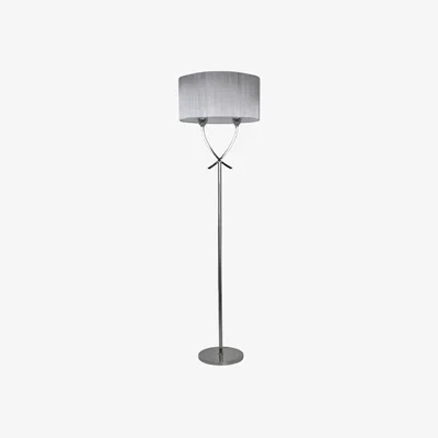 Pagazzi Justina 2 Light Polished Chrome Floor Lamp with Silver Thread Shade