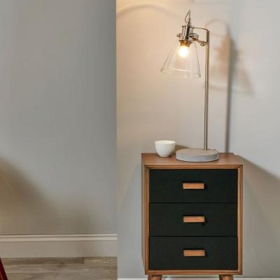 Pagazzi Chaplin Concrete & Chrome Desk Table Lamp with Glass Shade