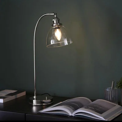 Pagazzi Hansen Polished Nickel & Glass Task Table Lamp