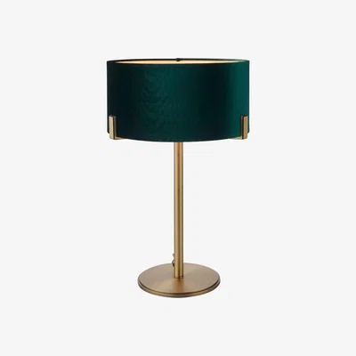 Pagazzi Hayfield Antique Brass & Green Velvet Table Lamp