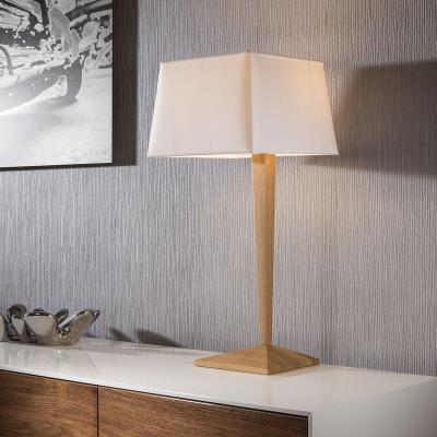 Quatropi ExDisplay Stylish Elegant Modern Wooden side table lamp/light white shade tetra